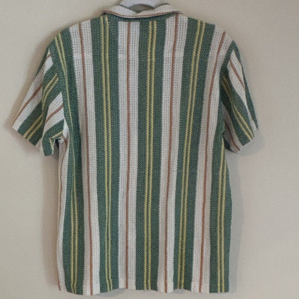 The Souled Store Men's M Striped Button-Up Shirt Green Cotton Short Sleeve - Picture 7 of 7
